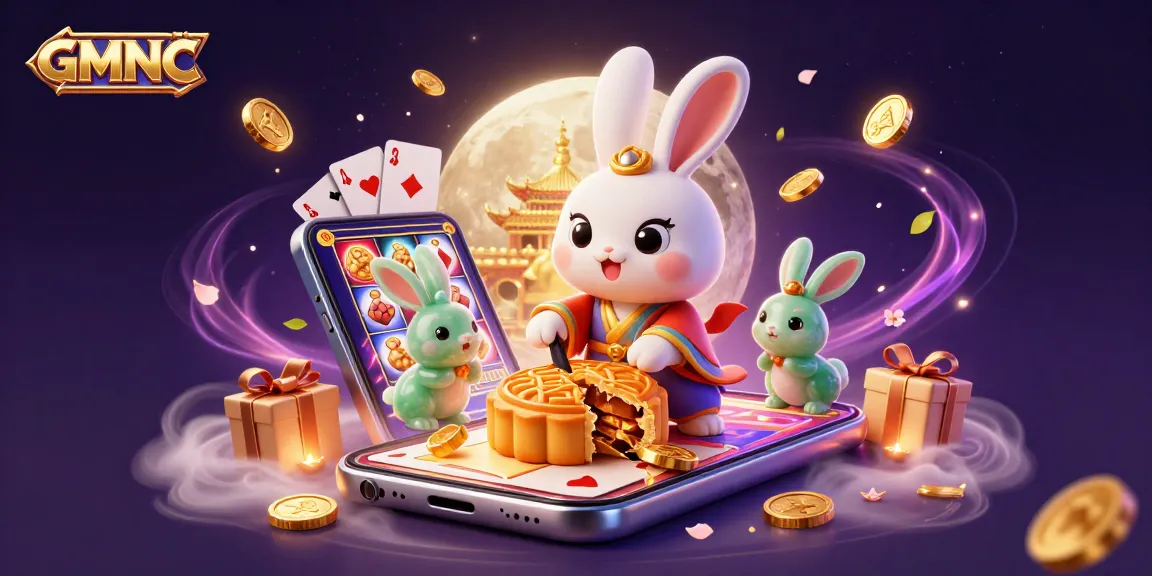 GMNC celebrates online gambling with its colorful and mystical gaming scene featuring a moon rabbit.