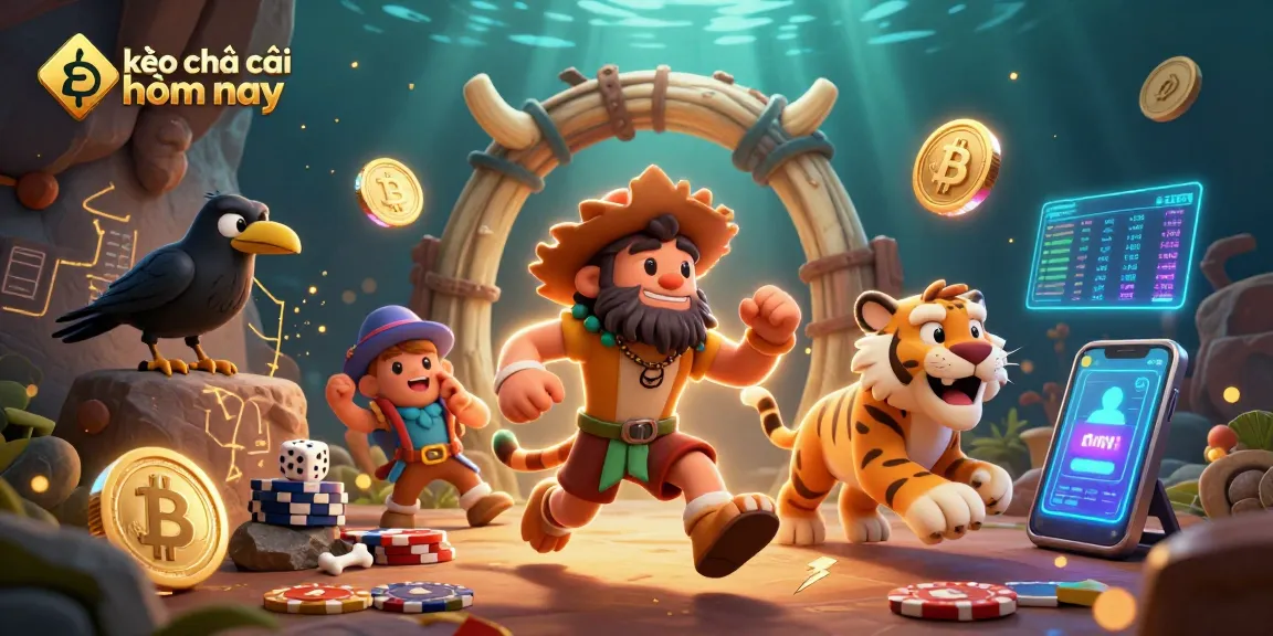 Engage in kèo nhà cái hôm nay at a vibrant casino scene with prehistoric characters.