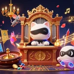Engage in thrilling games on Dhani win with a vibrant casino scene featuring unique characters.