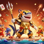Experience the excitement of sun win games with a vibrant 3D scene featuring a golden shark gladiator.